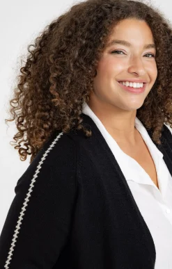 Toscane Boutique Pulls & Cardigans|Cardigan avec détail contrasté NOIR