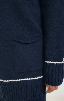 Toscane Boutique Pulls & Cardigans|Cardigan avec détail contrasté MARINE
