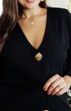 Toscane Boutique Pulls & Cardigans|Cardigan uni avec boutons fantaisies NOIR