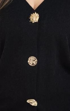 Toscane Boutique Pulls & Cardigans|Cardigan uni avec boutons fantaisies NOIR