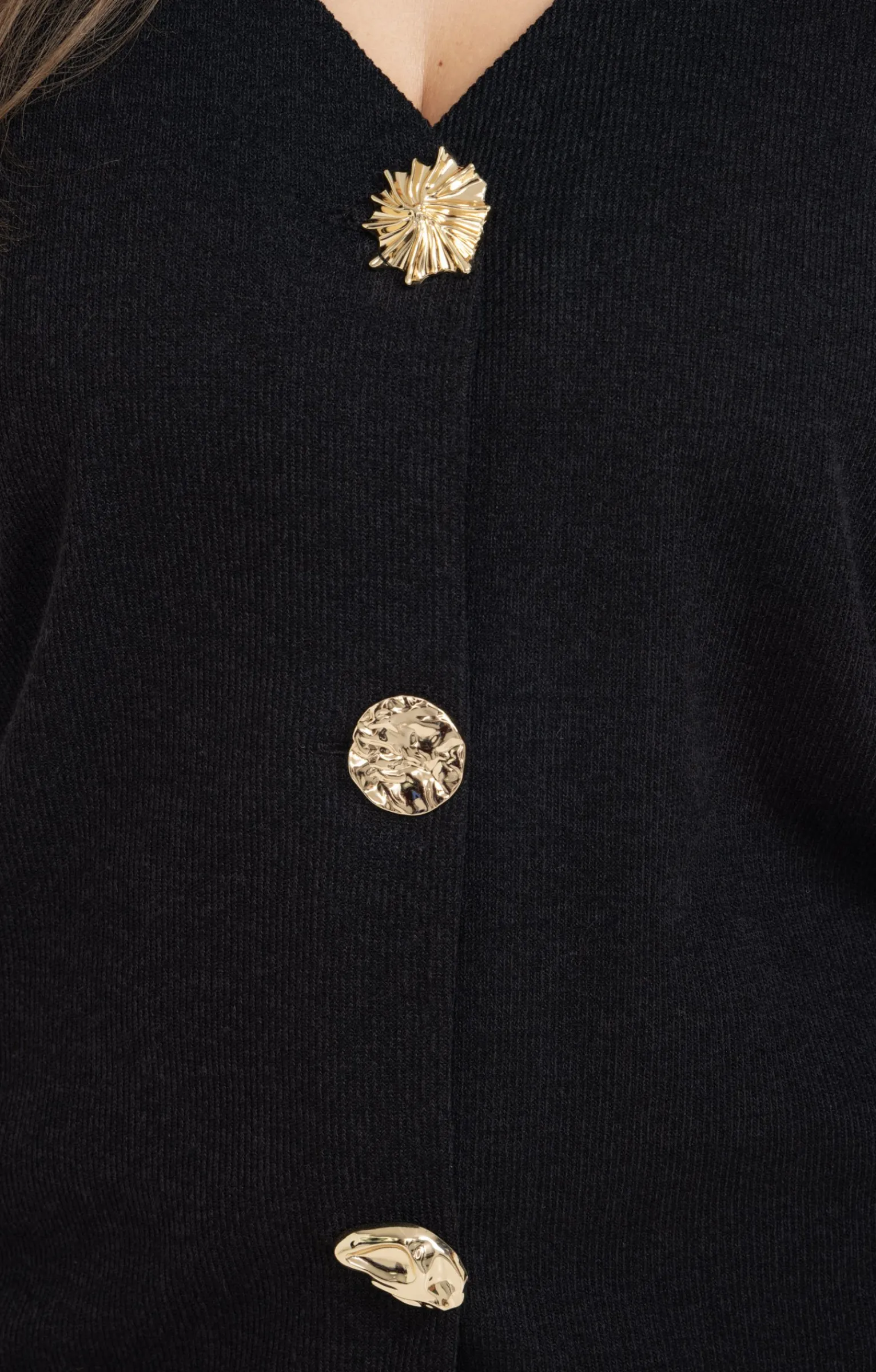 Toscane Boutique Pulls & Cardigans|Cardigan uni avec boutons fantaisies NOIR