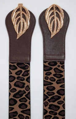 Toscane Boutique Accessoires|Ceinture large élastique panthère CHOCOLAT