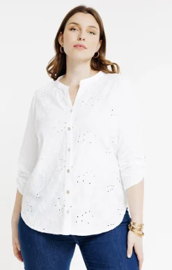 Toscane Boutique Chemisiers & Tuniques|Chemise avec broderies anglaises IVOIRE
