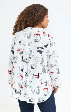 Toscane Boutique Chemisiers & Tuniques|Chemise avec imprimé chiens ECRU