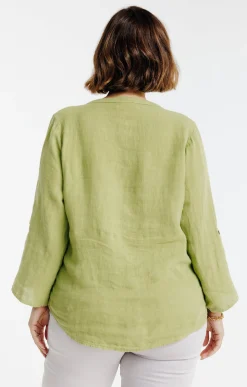 Toscane Boutique Chemisiers & Tuniques|Chemise brodée SMOKE GREEN