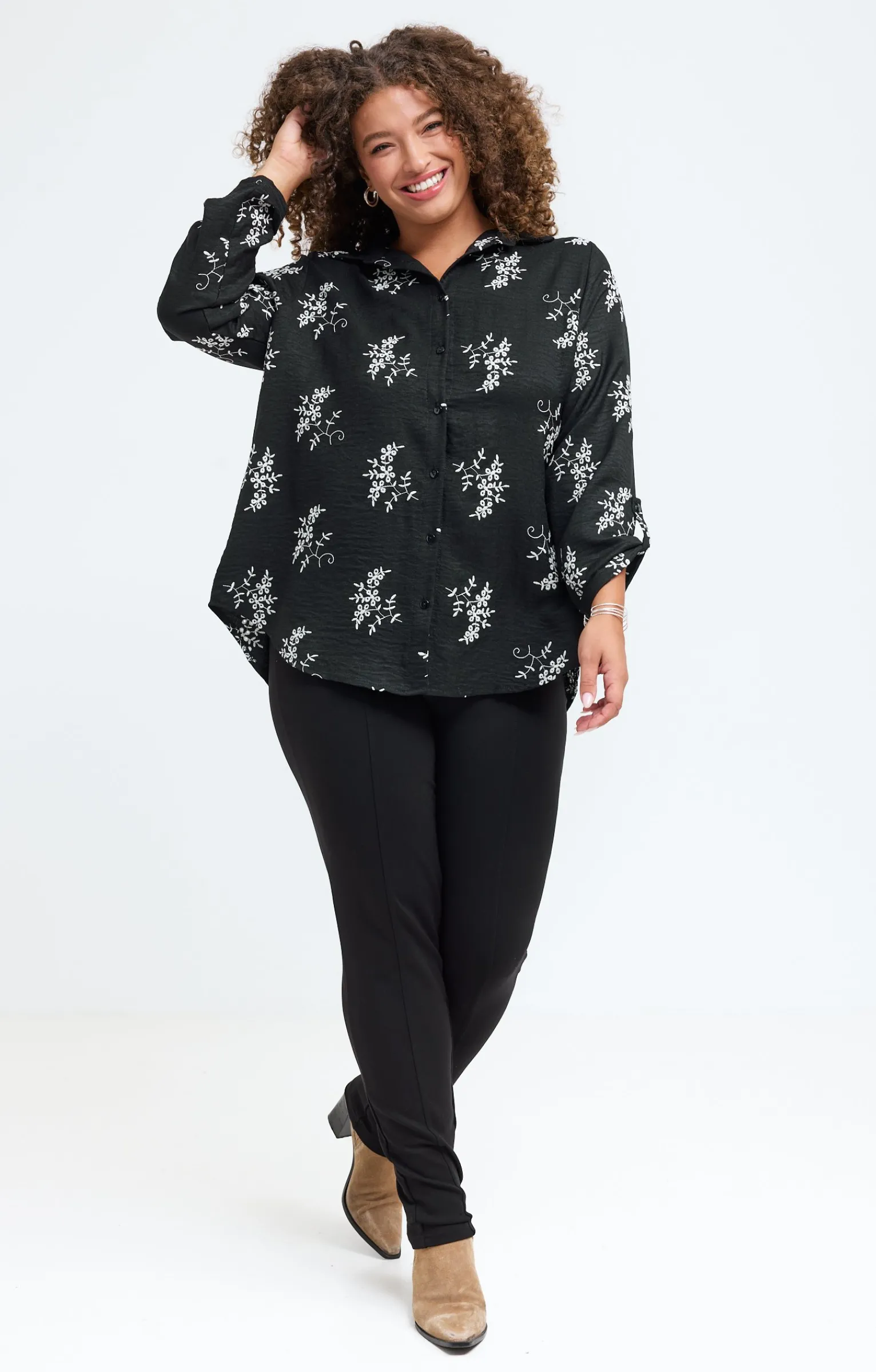 Toscane Boutique Chemisiers & Tuniques|Chemise brodée NOIR