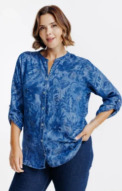 Toscane Boutique Chemisiers & Tuniques|Chemise en jean avec glitter BLEU