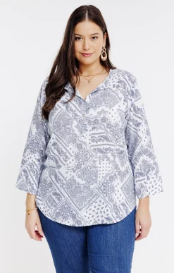 Toscane Boutique Chemisiers & Tuniques|Chemise en lin imprimé bandana ECRU