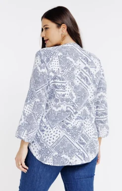 Toscane Boutique Chemisiers & Tuniques|Chemise en lin imprimé bandana ECRU