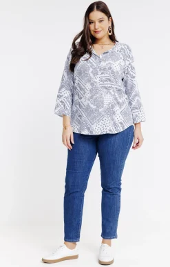 Toscane Boutique Chemisiers & Tuniques|Chemise en lin imprimé bandana ECRU