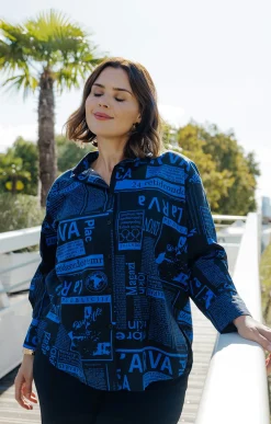 Toscane Boutique Chemisiers & Tuniques|Chemise imprimée BLEU DUR