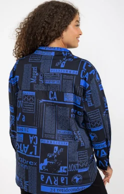 Toscane Boutique Chemisiers & Tuniques|Chemise imprimée BLEU DUR