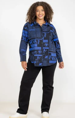 Toscane Boutique Chemisiers & Tuniques|Chemise imprimée BLEU DUR