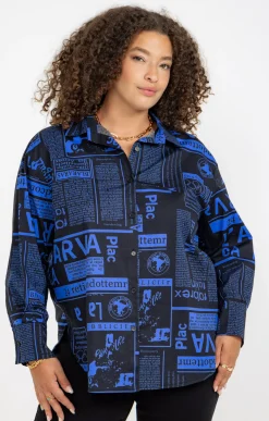 Toscane Boutique Chemisiers & Tuniques|Chemise imprimée BLEU DUR