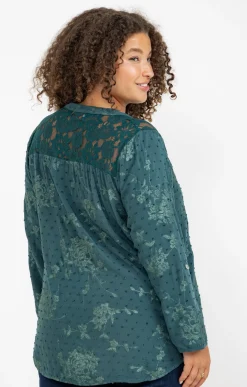 Toscane Boutique Chemisiers & Tuniques|Chemise imprimée avec glitter VERT CONIFERE