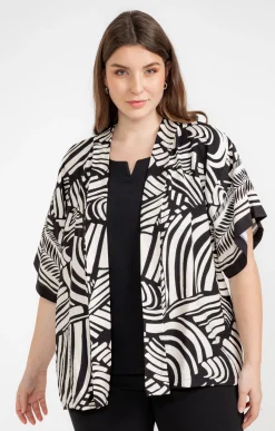 Toscane Boutique Chemisiers & Tuniques|Chemise imprimée ouverte NOIR