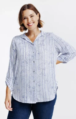 Toscane Boutique Chemisiers & Tuniques|Chemise imprimée viages et rayée ECRU