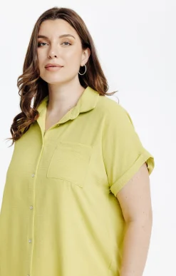 Toscane Boutique Chemisiers & Tuniques|Chemise manches courtes unie SMOKE GREEN