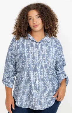 Toscane Boutique Chemisiers & Tuniques|Chemise rayée effet brodé BLEU