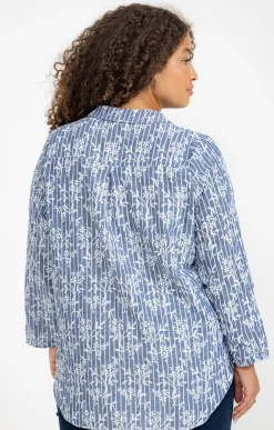 Toscane Boutique Chemisiers & Tuniques|Chemise rayée effet brodé BLEU