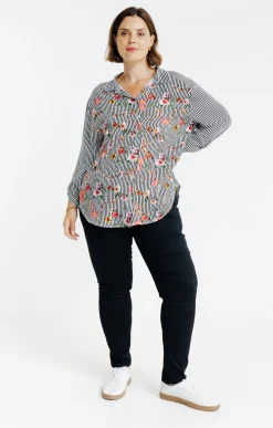 Toscane Boutique Chemisiers & Tuniques|Chemise rayée et fleurie ECRU