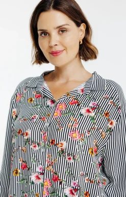 Toscane Boutique Chemisiers & Tuniques|Chemise rayée et fleurie ECRU