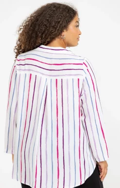 Toscane Boutique Chemisiers & Tuniques|Chemise rayée multicolore ECRU