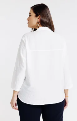 Toscane Boutique Chemisiers & Tuniques|Chemise unie manches 3/4 ECRU