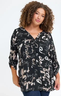 Toscane Boutique Chemisiers & Tuniques|Chemisier imprimé NOIR