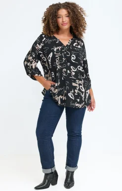 Toscane Boutique Chemisiers & Tuniques|Chemisier imprimé NOIR