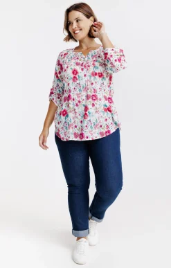 Toscane Boutique Chemisiers & Tuniques|Chemisier imprimé fleuri ECRU