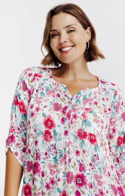 Toscane Boutique Chemisiers & Tuniques|Chemisier imprimé fleuri ECRU