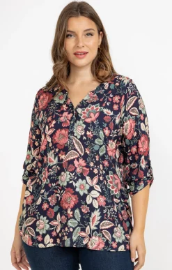 Toscane Boutique Chemisiers & Tuniques|Chemisier imprimé fleuri MARINE