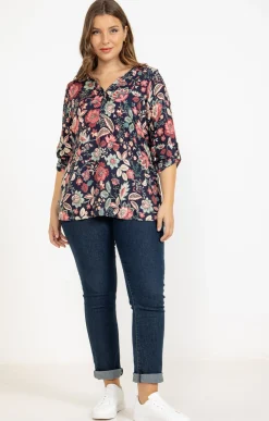 Toscane Boutique Chemisiers & Tuniques|Chemisier imprimé fleuri MARINE