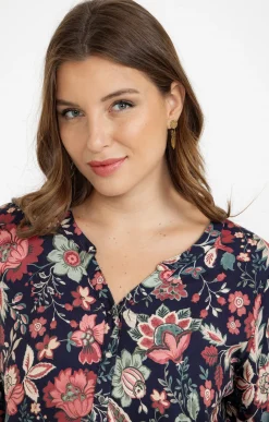 Toscane Boutique Chemisiers & Tuniques|Chemisier imprimé fleuri MARINE