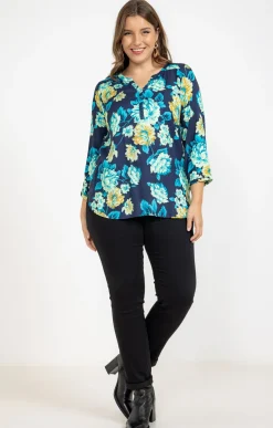 Toscane Boutique Chemisiers & Tuniques|Chemisier imprimé fleuri MARINE