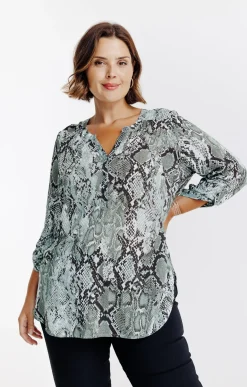 Toscane Boutique Chemisiers & Tuniques|Chemisier imprimé serpent KAKI