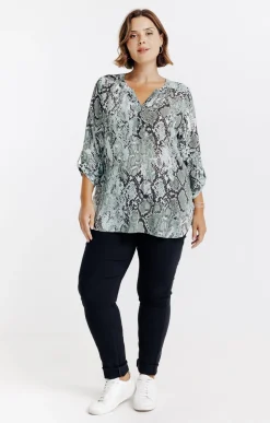 Toscane Boutique Chemisiers & Tuniques|Chemisier imprimé serpent KAKI
