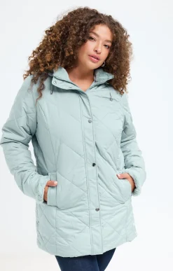 Toscane Boutique Parkas & Impers|Doudoune avec capuche et fausse fourrure KAKI CLAIR