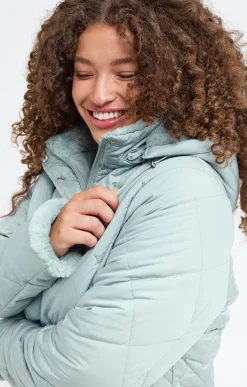 Toscane Boutique Parkas & Impers|Doudoune avec capuche et fausse fourrure KAKI CLAIR