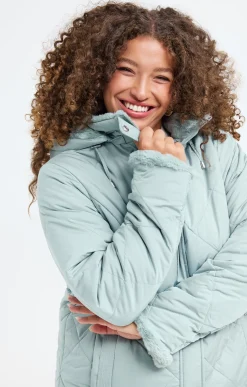 Toscane Boutique Parkas & Impers|Doudoune avec capuche et fausse fourrure KAKI CLAIR