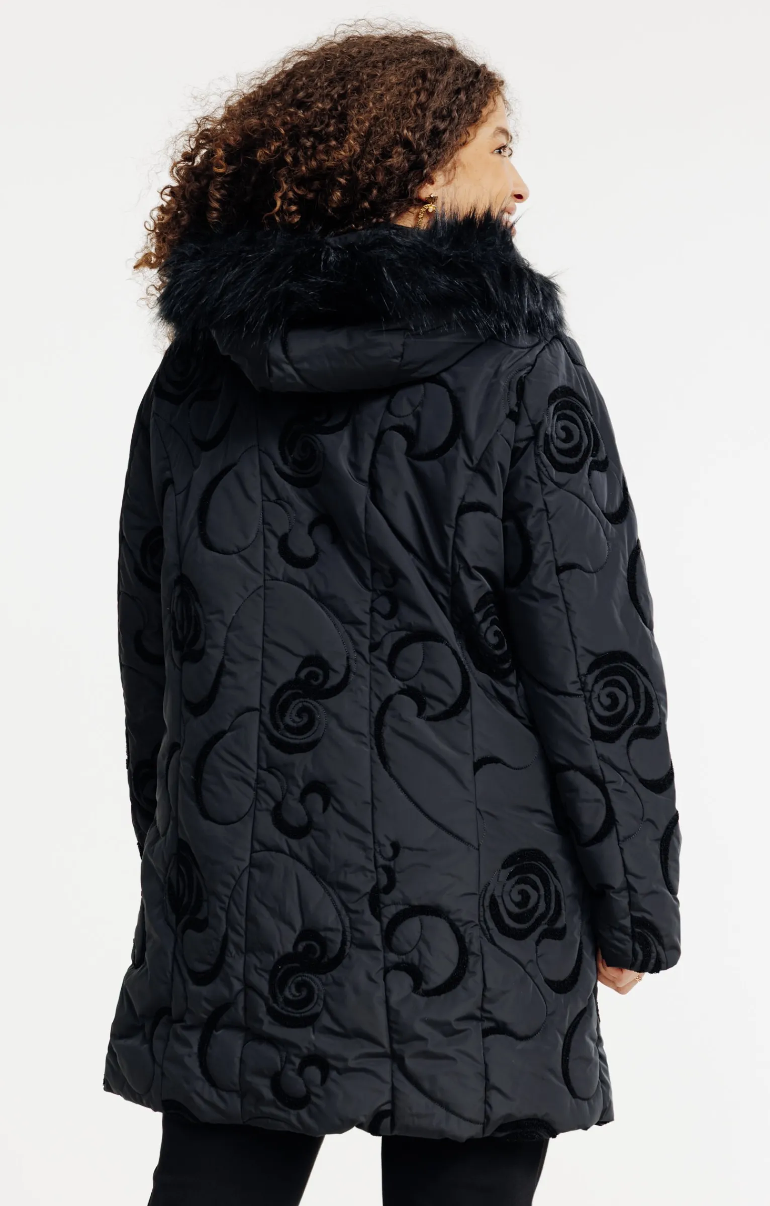 Toscane Boutique Parkas & Impers|Doudoune avec fleurs en relief NOIR