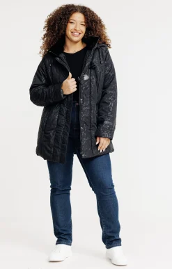 Toscane Boutique Parkas & Impers|Doudoune avec imprimé léopard NOIR