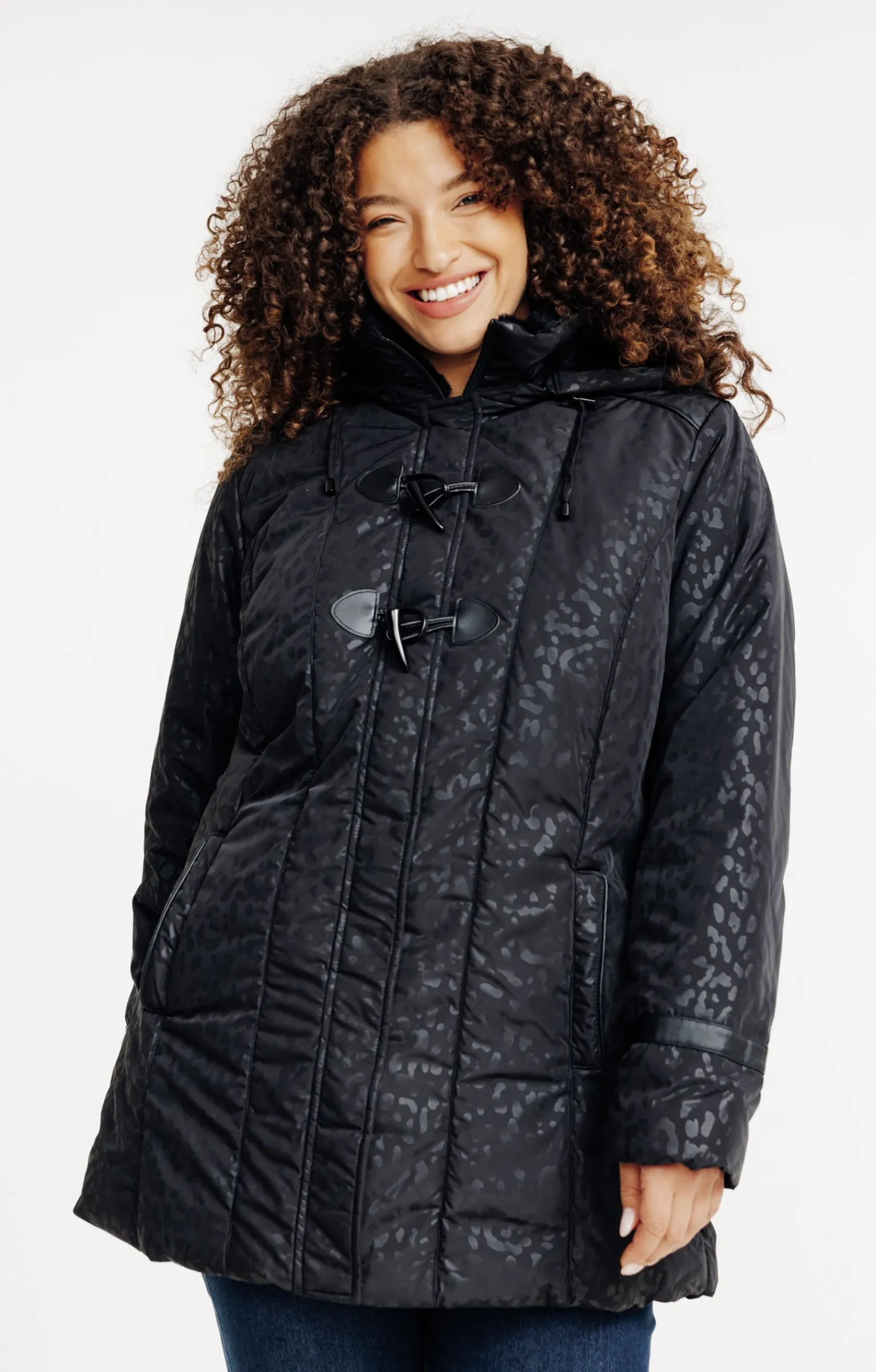 Toscane Boutique Parkas & Impers|Doudoune avec imprimé léopard NOIR