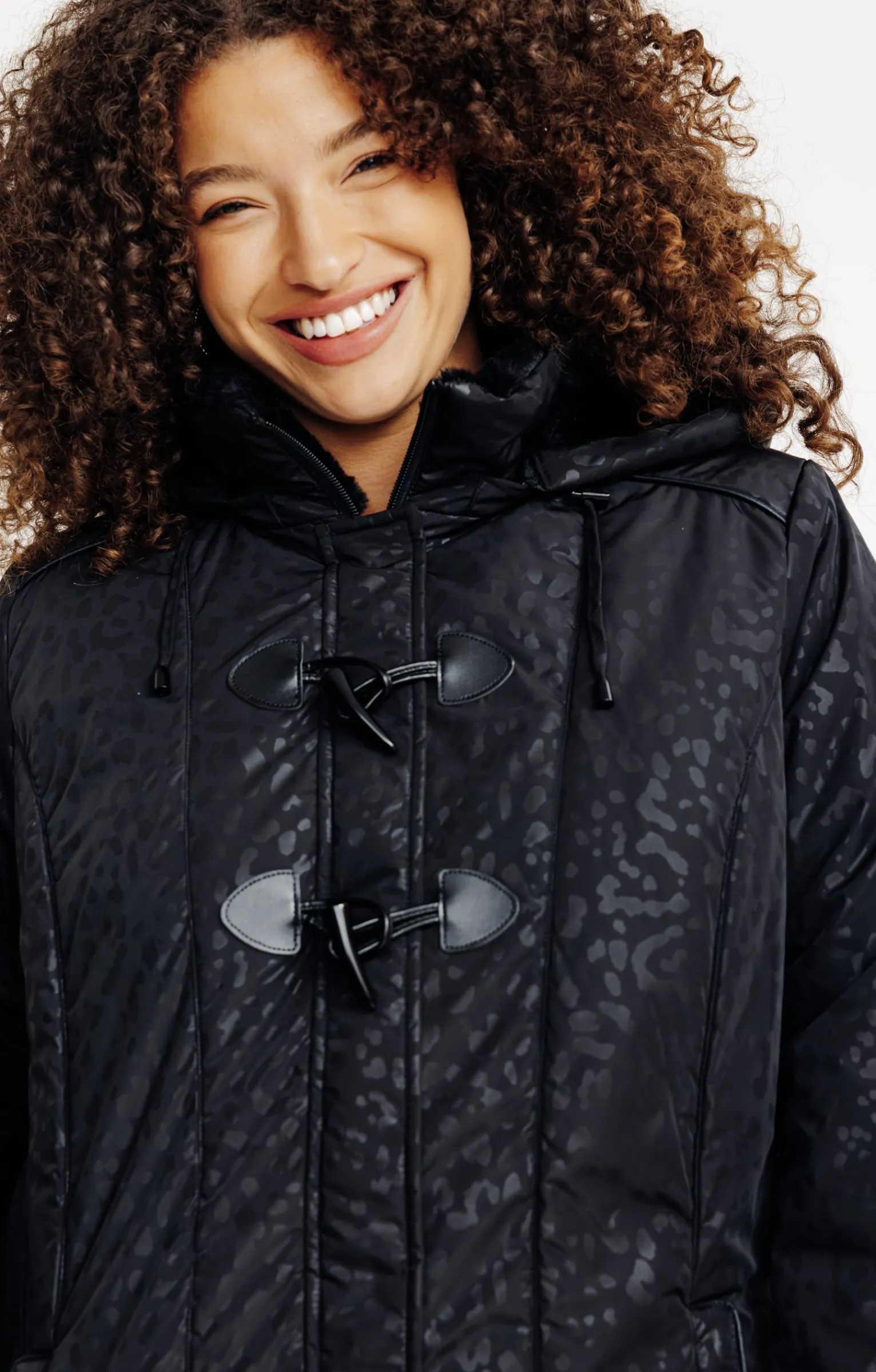 Toscane Boutique Parkas & Impers|Doudoune avec imprimé léopard NOIR