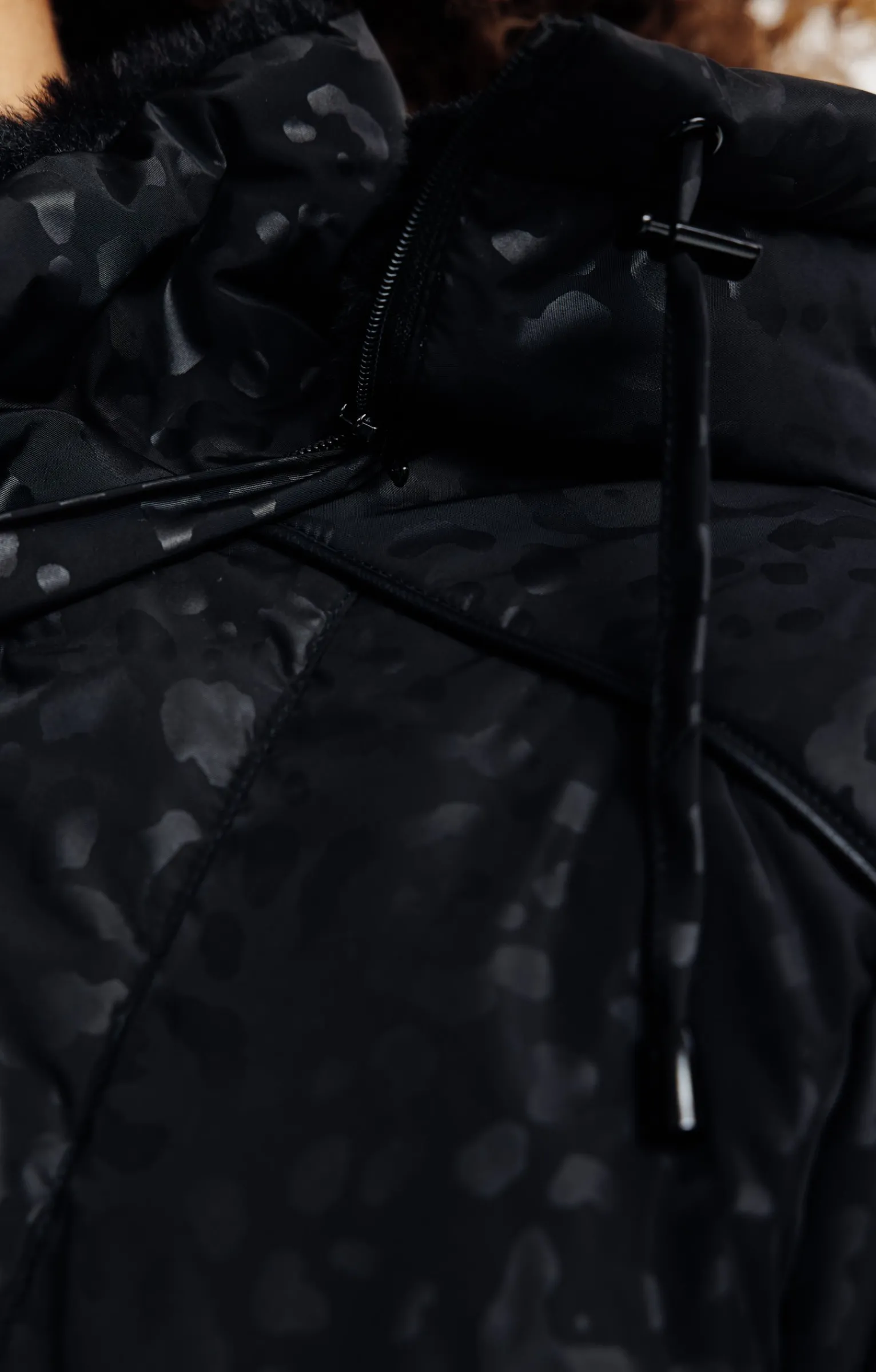 Toscane Boutique Parkas & Impers|Doudoune avec imprimé léopard NOIR