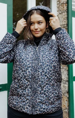 Toscane Boutique Parkas & Impers|Doudoune imprimé léopard CHATAIGNE