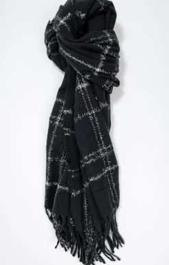 Toscane Boutique Accessoires|Echarpe chaude à carreaux brillants NOIR