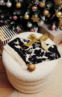 Toscane Boutique Accessoires|Echarpe chaude florale NOIR