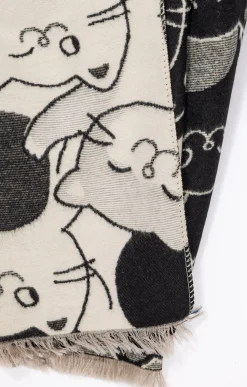 Toscane Boutique Accessoires|Echarpe chaude imprimé chats mignons NOIR